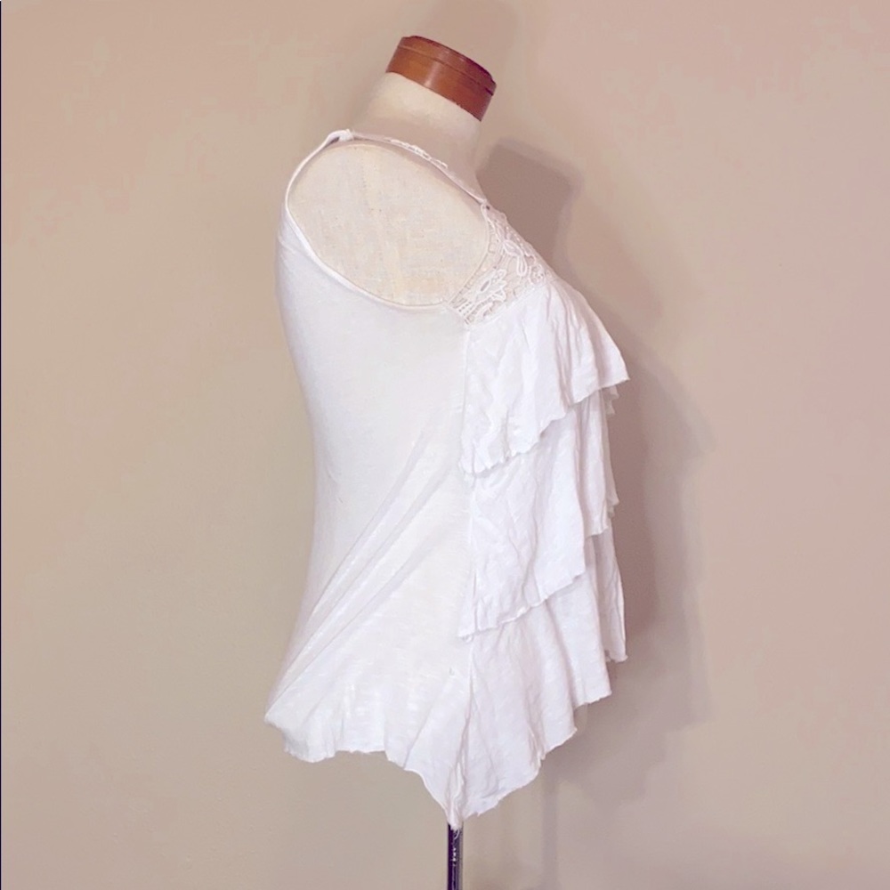Lacey Ruffle White Tank Top - Picture 5 of 6